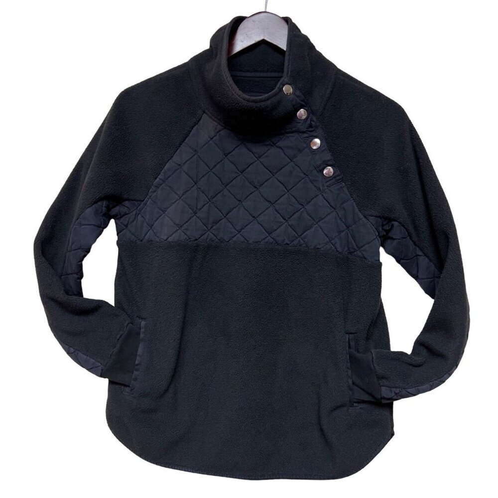 Abercrombie & Fitch Women's Sweatshirt Black Quilted Snap Long Sleeve Small